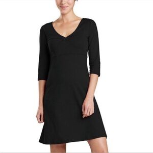 Horny Toad Rosalinda Heather Gray A Line Midi Dress V-Neck 3/4 sleeve Sz Ssmall